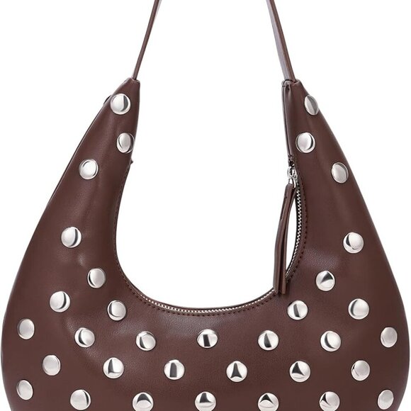 Y2k Bag Small Shoulder Bags for Women Trendy Crescent Studded Handbag Hobo Under - Picture 1 of 6